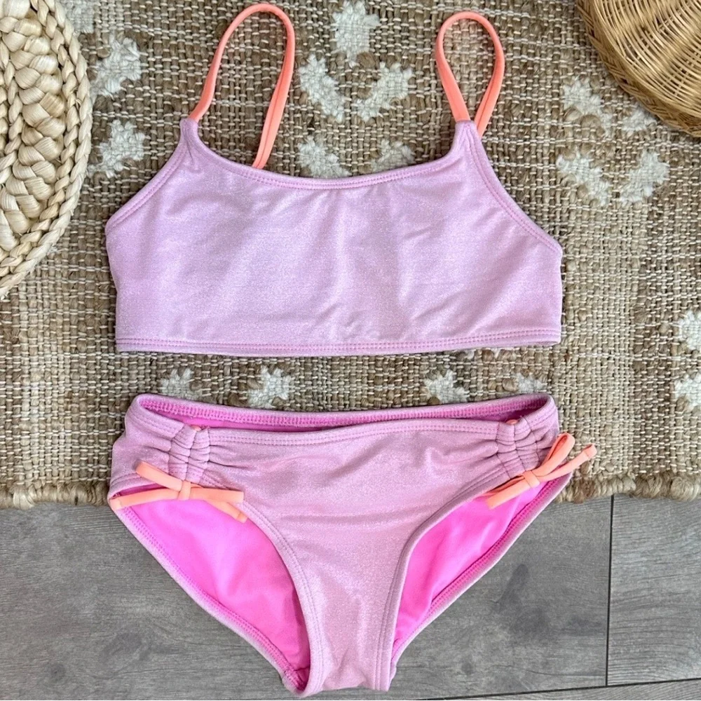 Art Class Girls Pink and Peach 2-Piece Bikini Swim Suit Set Size Medium
